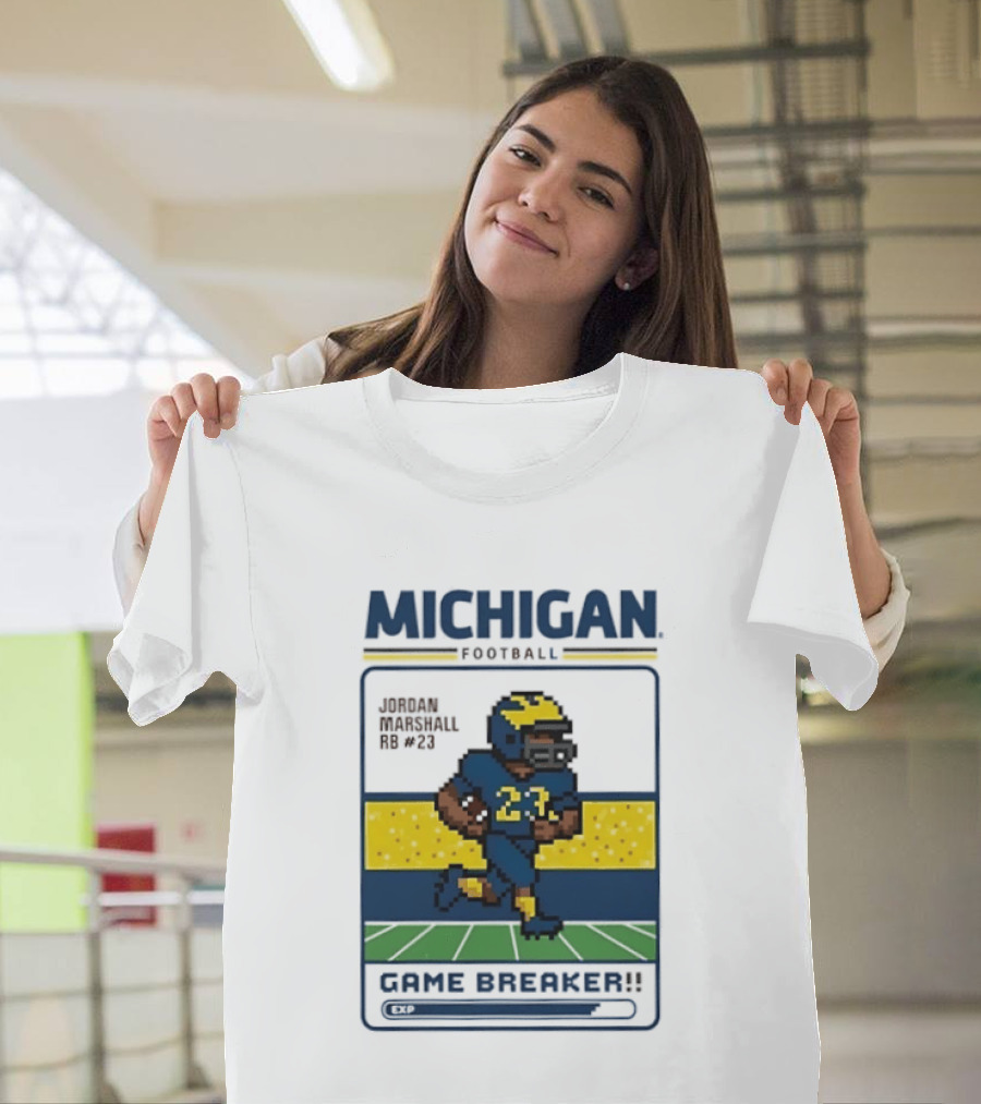 Jordan Marshall Michigan Football Game Breaker Pixel Art #21 T-Shirt