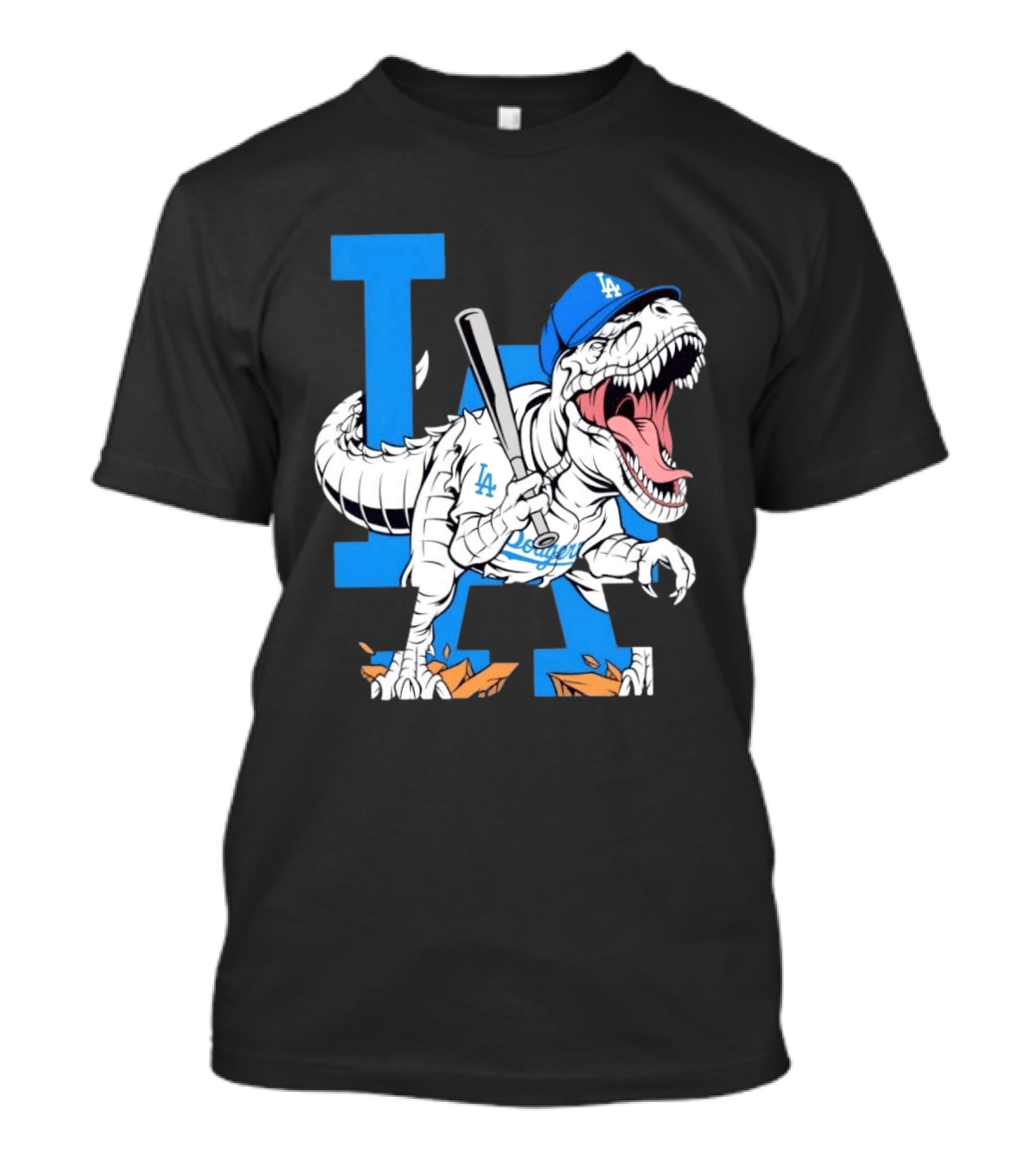 Los Angeles Dodgers Rex Baseball Cap Bat LA Letter T-Shirt