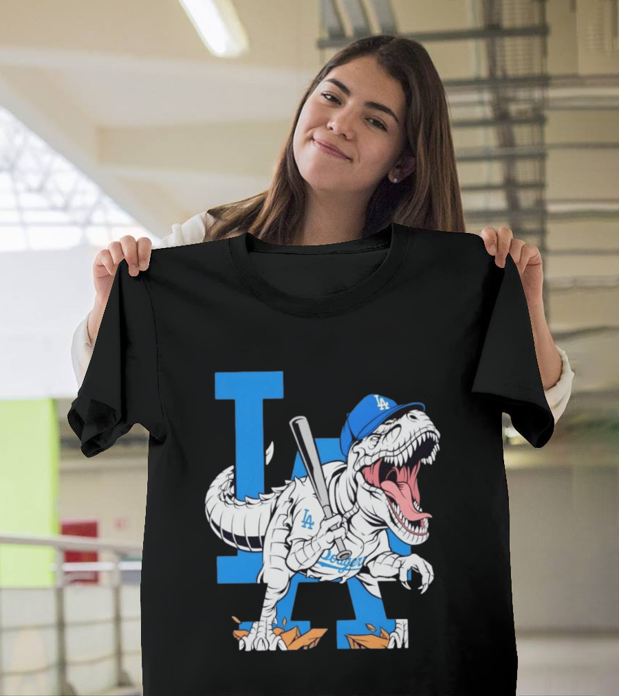 Los Angeles Dodgers Rex Baseball Cap Bat LA Letter T-Shirt