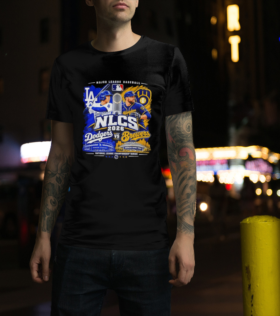 2026 NLCS Los Angeles Dodgers Vs Milwaukee Brewers Matchup At Dodger Stadium And American Family Field T-Shirt