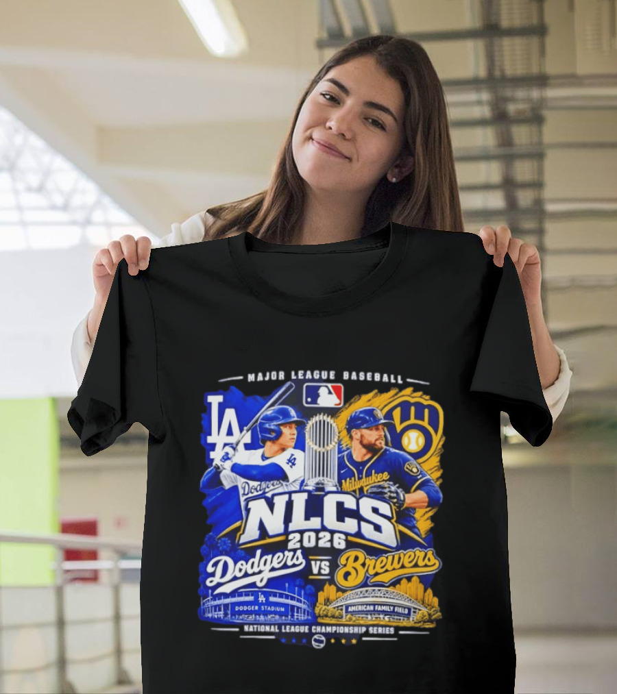 2026 NLCS Los Angeles Dodgers Vs Milwaukee Brewers Matchup At Dodger Stadium And American Family Field T-Shirt