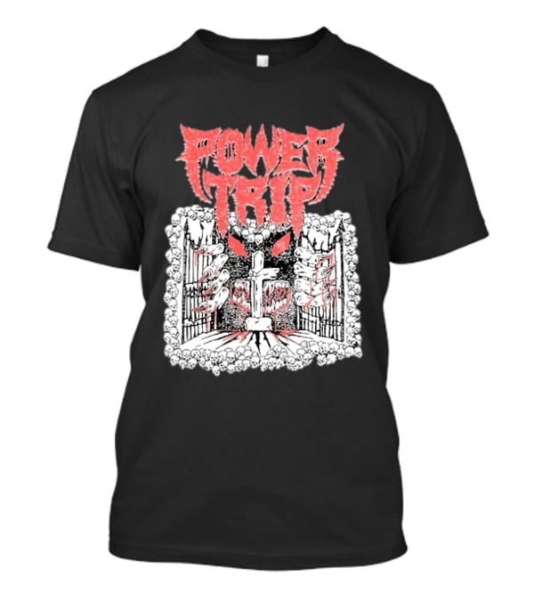 Power Trip Demon Gate Skeleton Cross Red Eyes T-Shirt