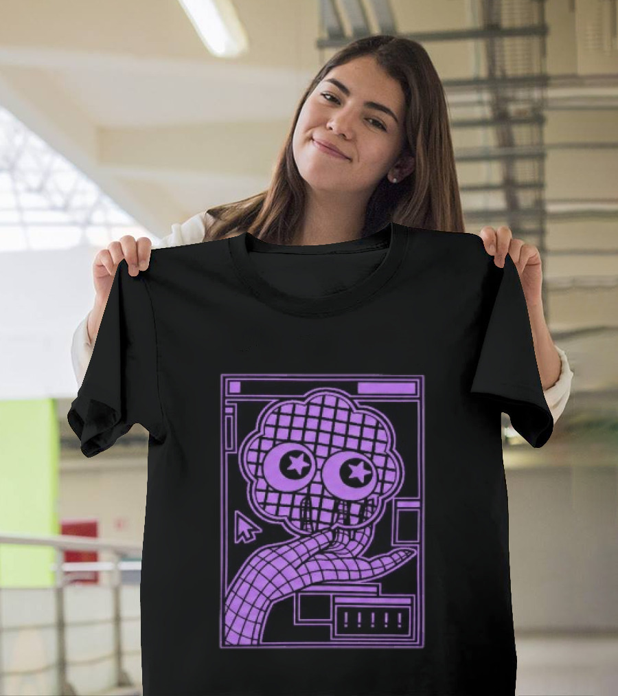 Ranboo Store The Parti Pixel Star Eyed Retro Grid Hand And Cloud T-Shirt