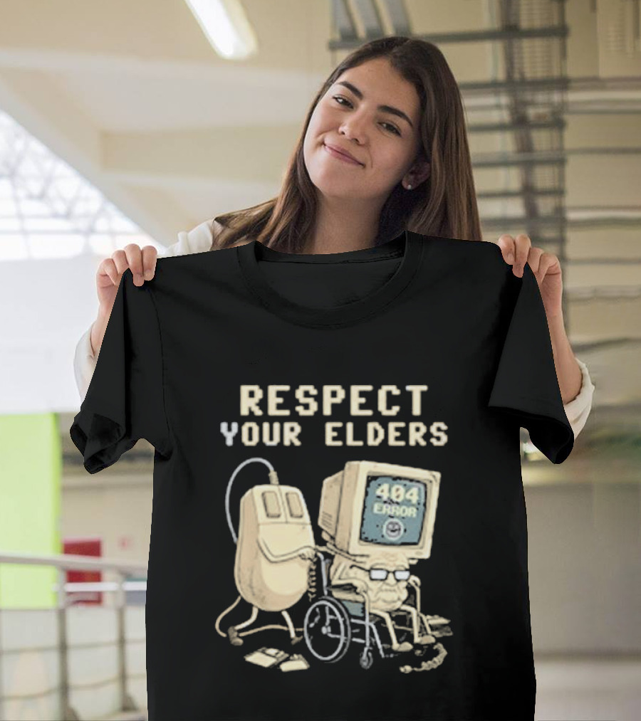 Respect Your Elders 404 Error Tech Hilarious Old Computer Mouse T-Shirt