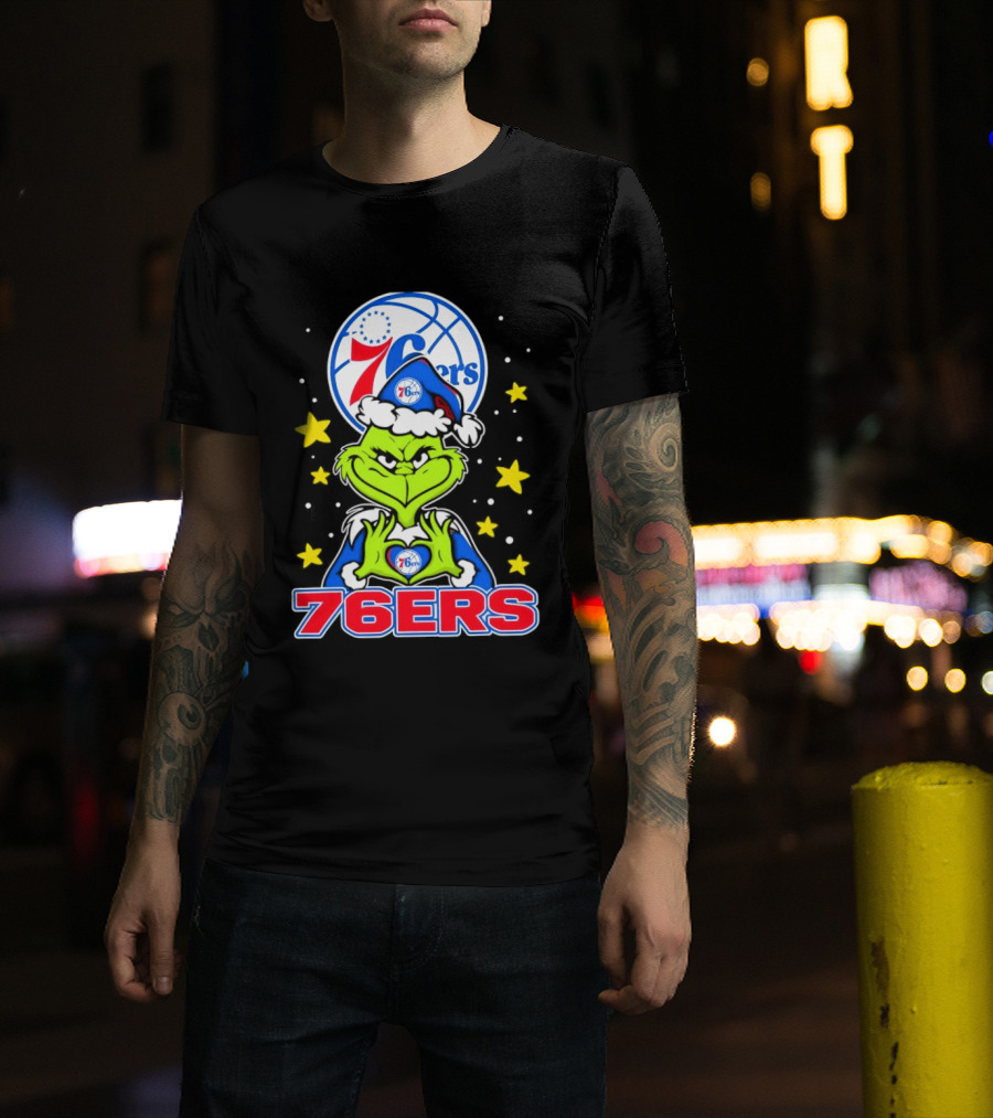 Philadelphia 76ers Christmas Grinch Basketball Holiday T-Shirt