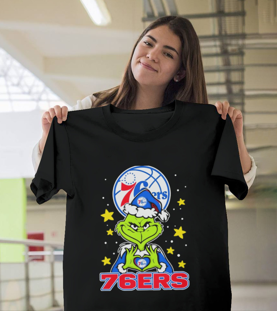 Philadelphia 76ers Christmas Grinch Basketball Holiday T-Shirt