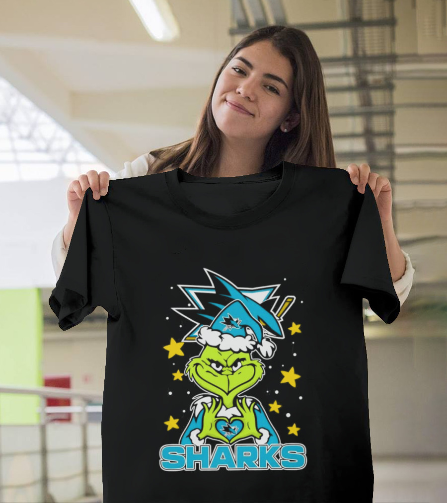 The Grinch San Jose Sharks Christmas NHL Holiday Collaboration T-Shirt