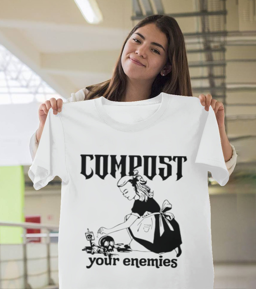 Compost Your Enemies Retro Gothic Style Gardening Skeleton T-Shirt