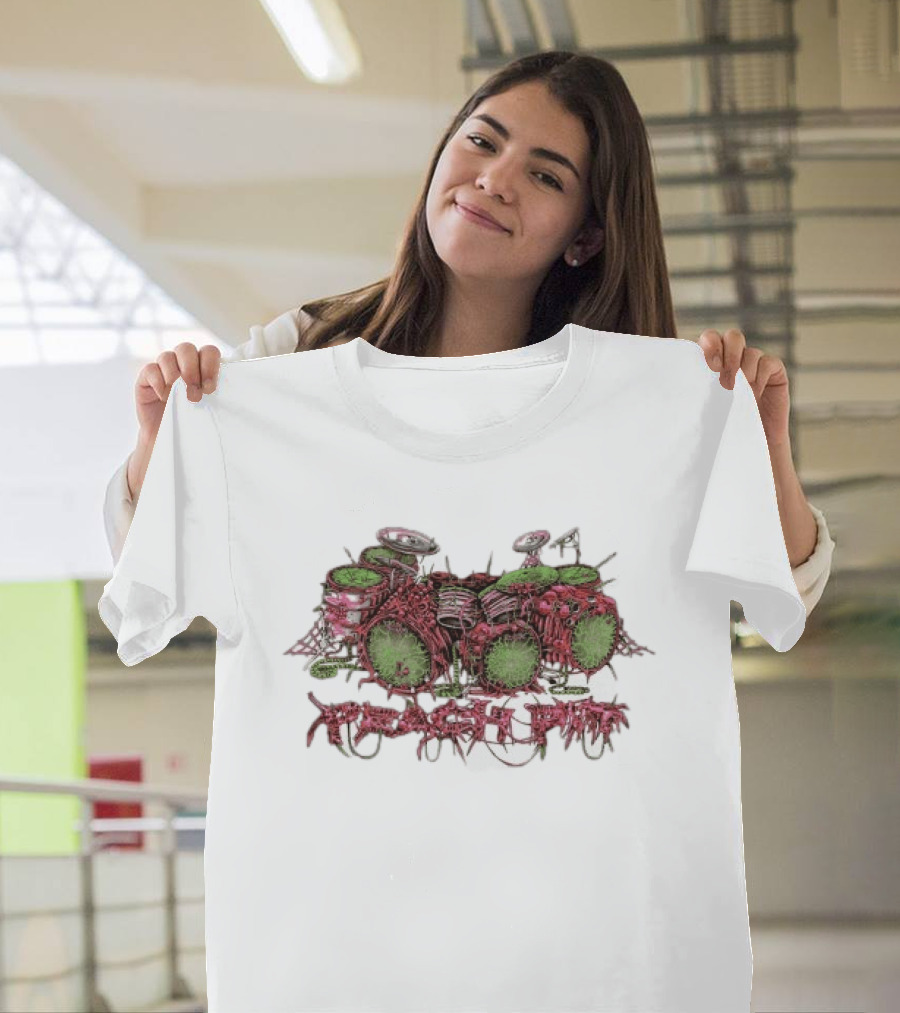 Peach Pit Meat Drums Drumming Kit Artful Display T-Shirt