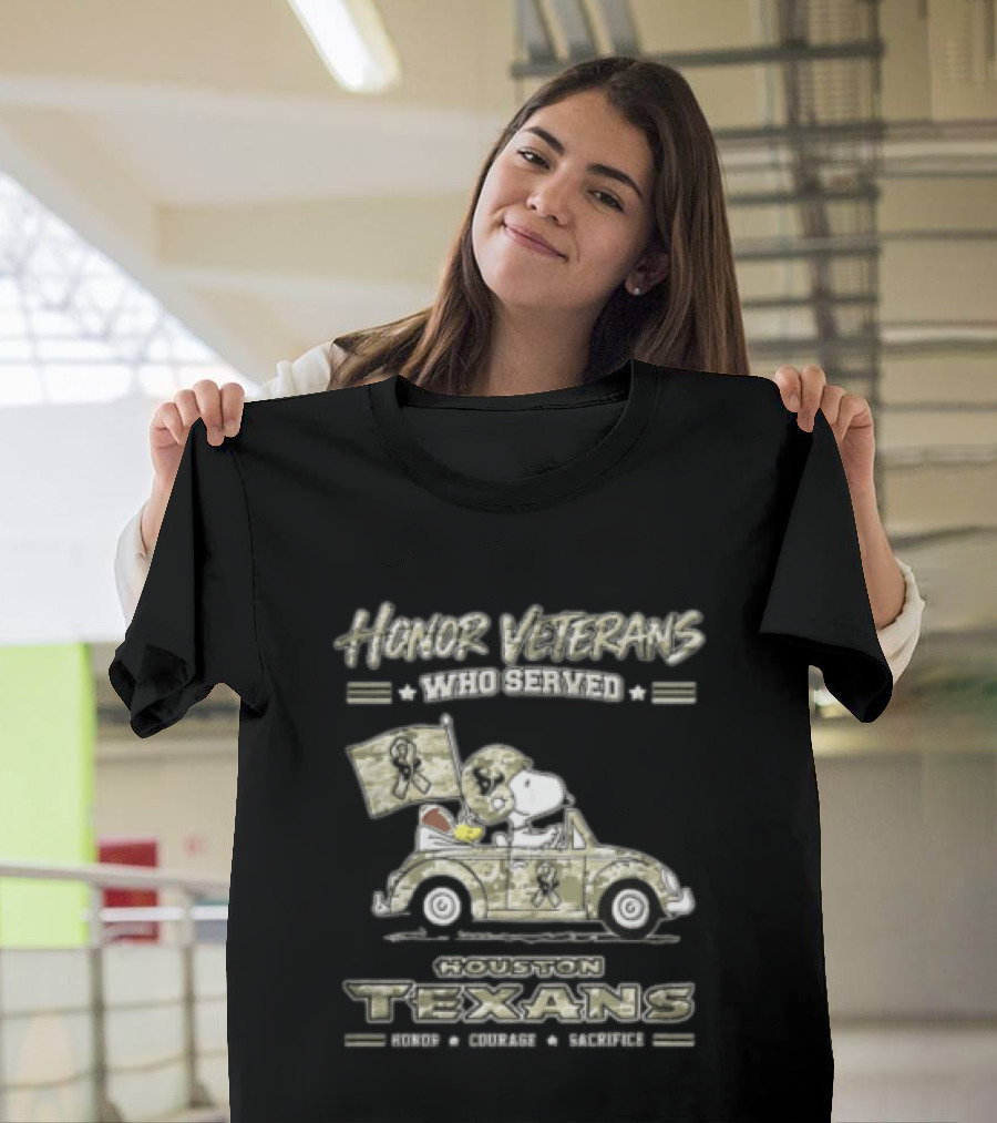 Houston Texans Peanuts Honor Veterans Who Served T-Shirt