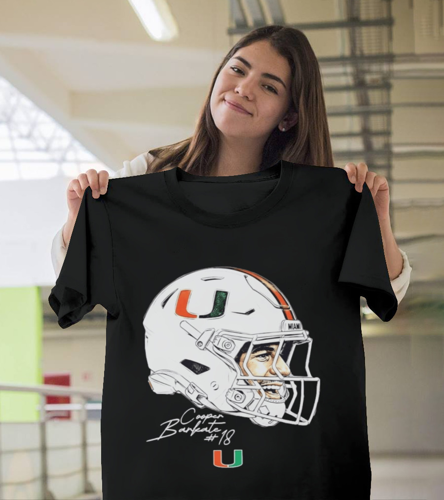 NCAA Football Miami Hurricanes Cooper Barkate #18 Game Face Helmet Miami T-Shirt