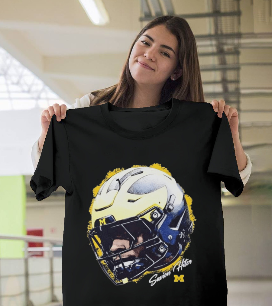 NCAA Football Michigan Wolverines Savion Hiter Game Face Helmet M T-Shirt
