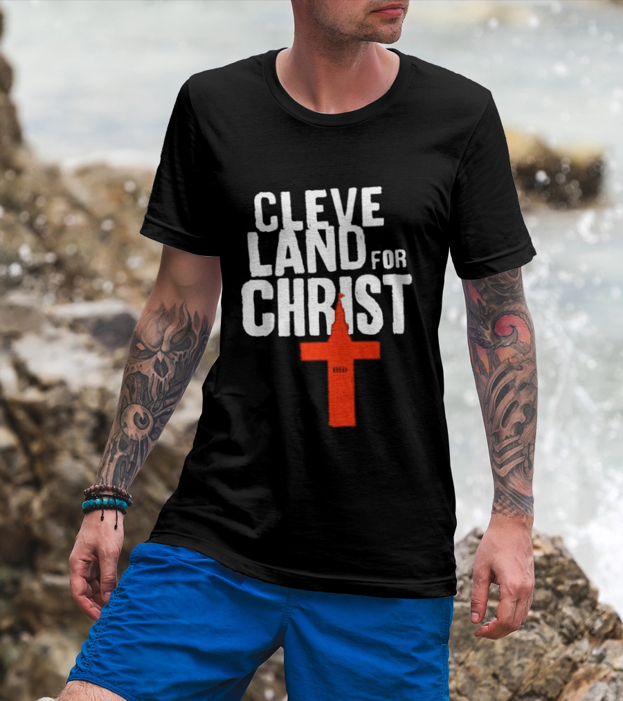 Cleveland For Christ Orange And Brown Terminal Tower Cross T-Shirt