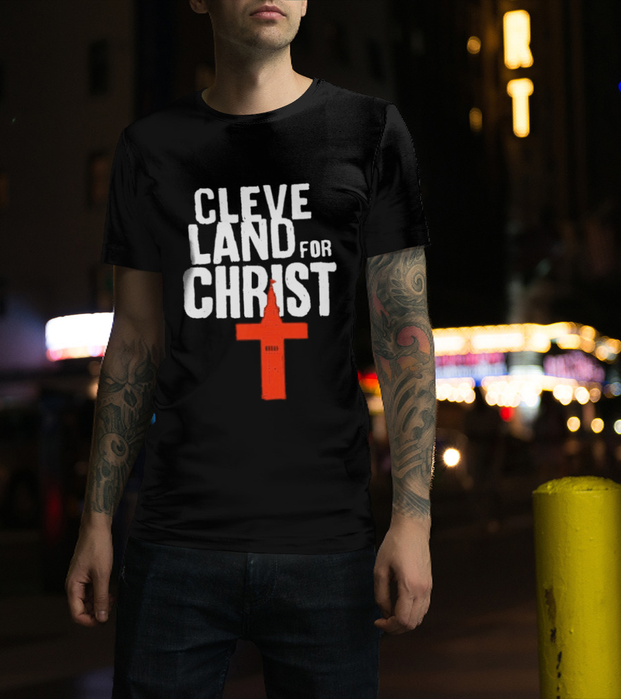 Cleveland For Christ Orange And Brown Terminal Tower Cross T-Shirt