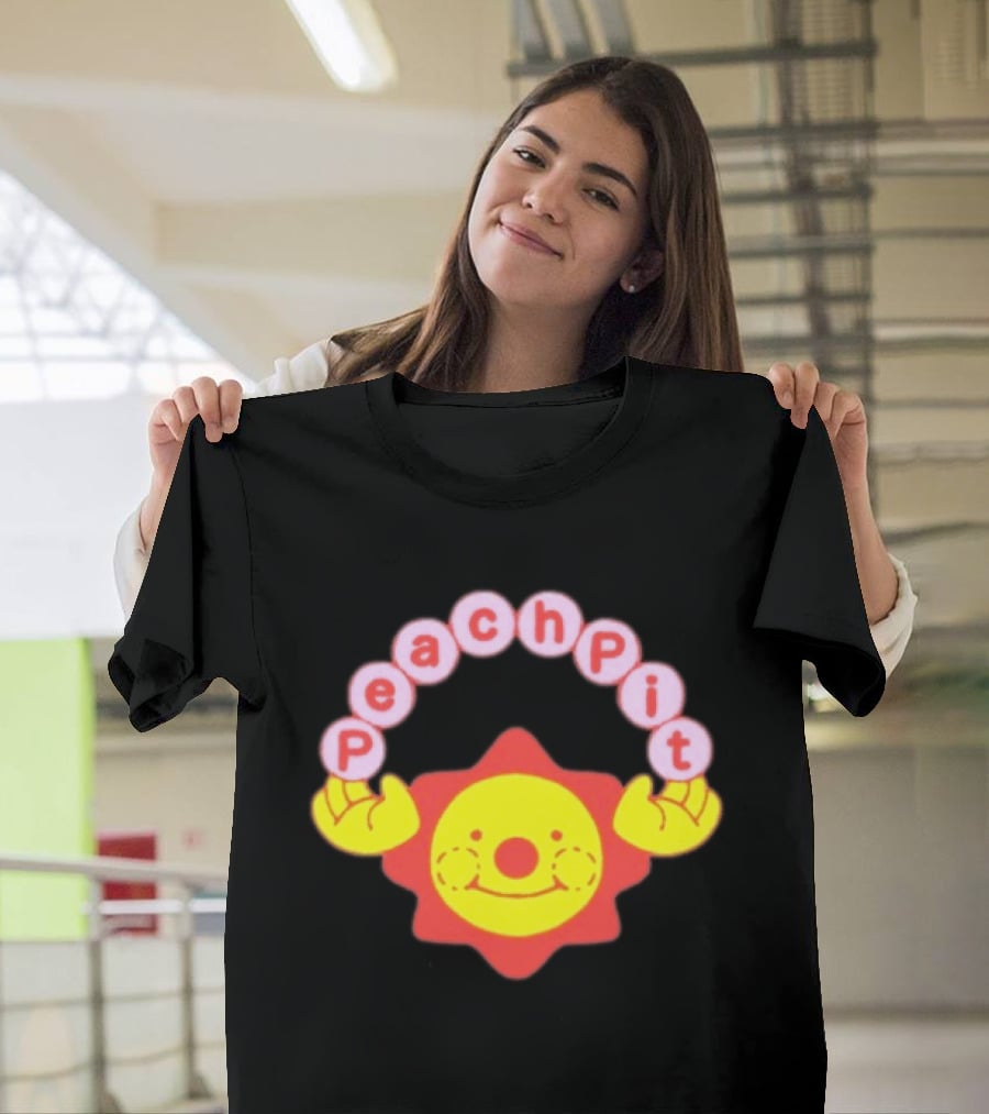 Peach Pit Smiling Sun With Playful Hands T-Shirt