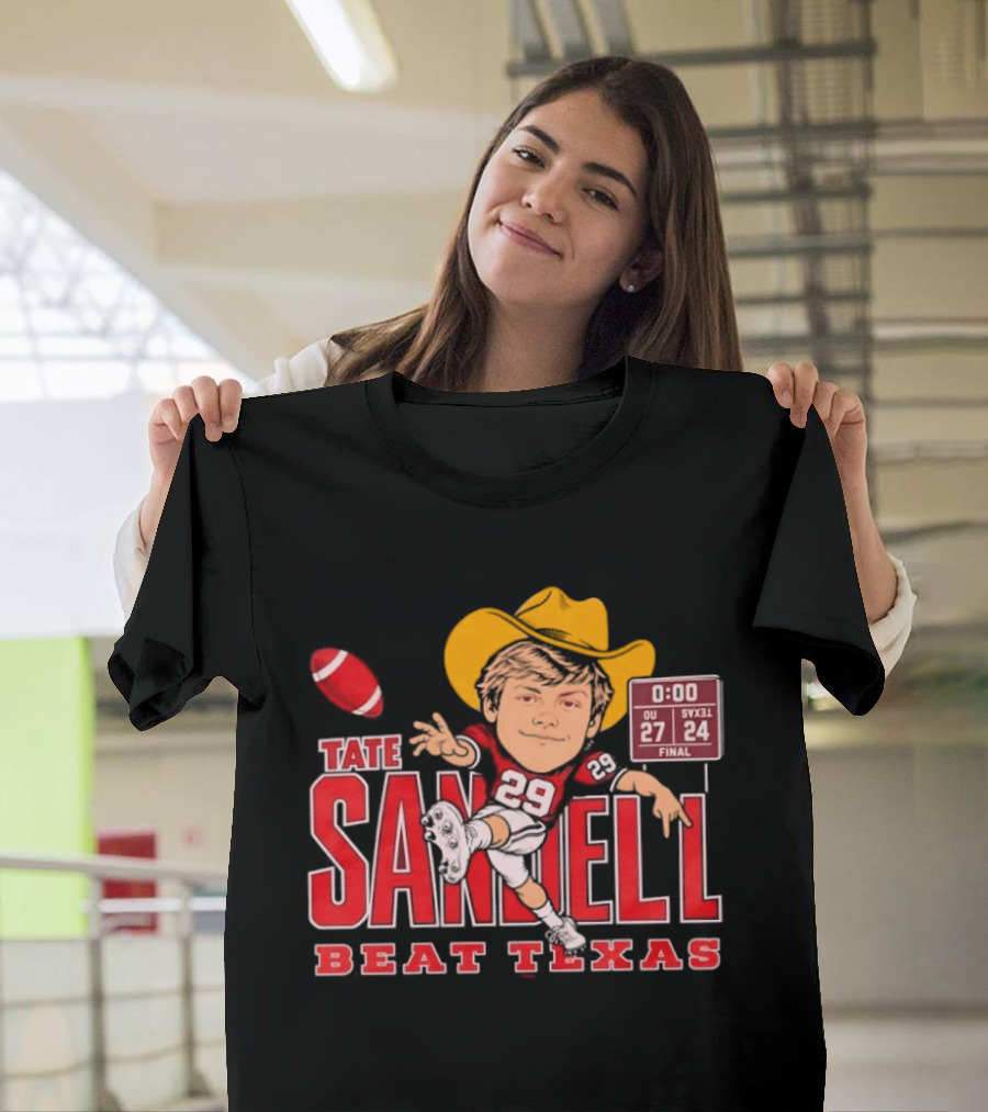 Tate Sandell No 29 OU 27 SVXL 24 Beat Texas Football T-Shirt