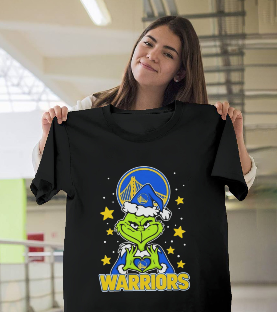 Golden State Warriors Christmas Grinch Snowflakes And Stars T-Shirt