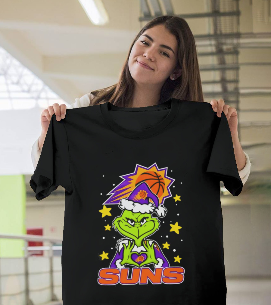 Phoenix Suns Christmas Grinch Holding Heart T-Shirt
