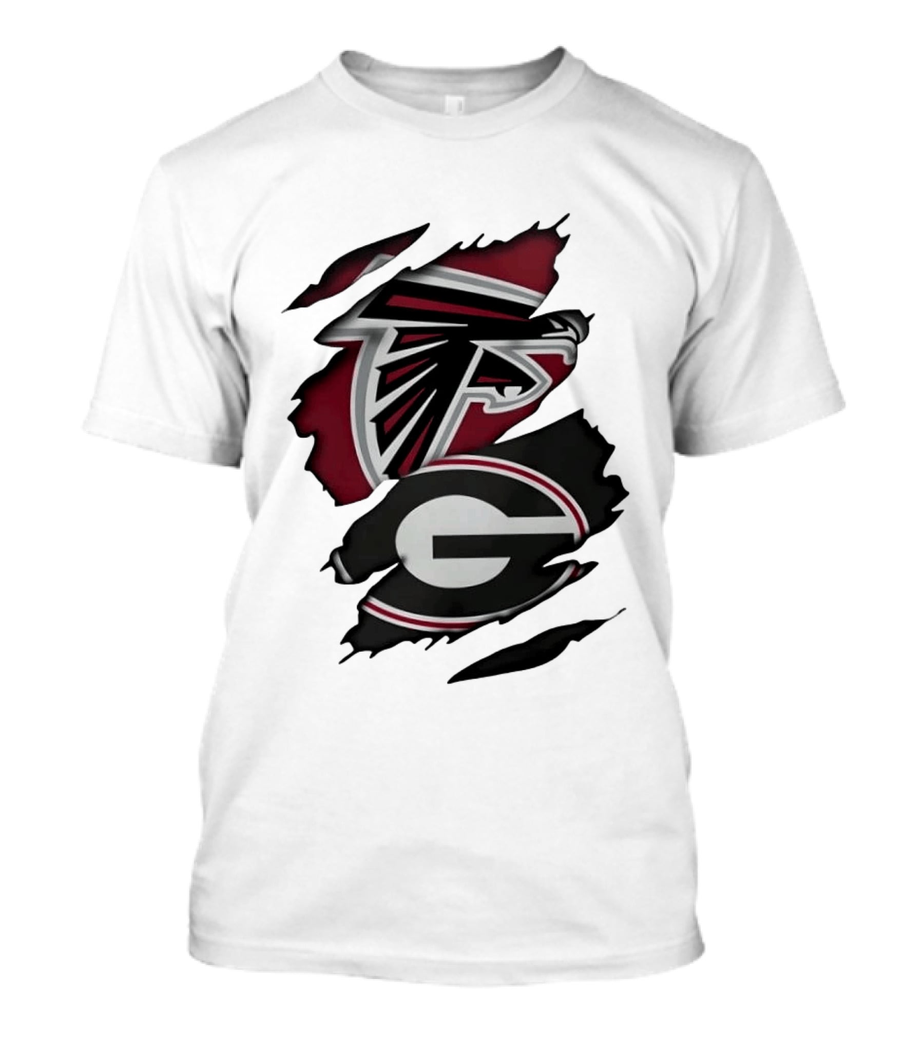 Atlanta Falcons Georgia Bulldogs Torn Skin Fan Gear T-Shirt