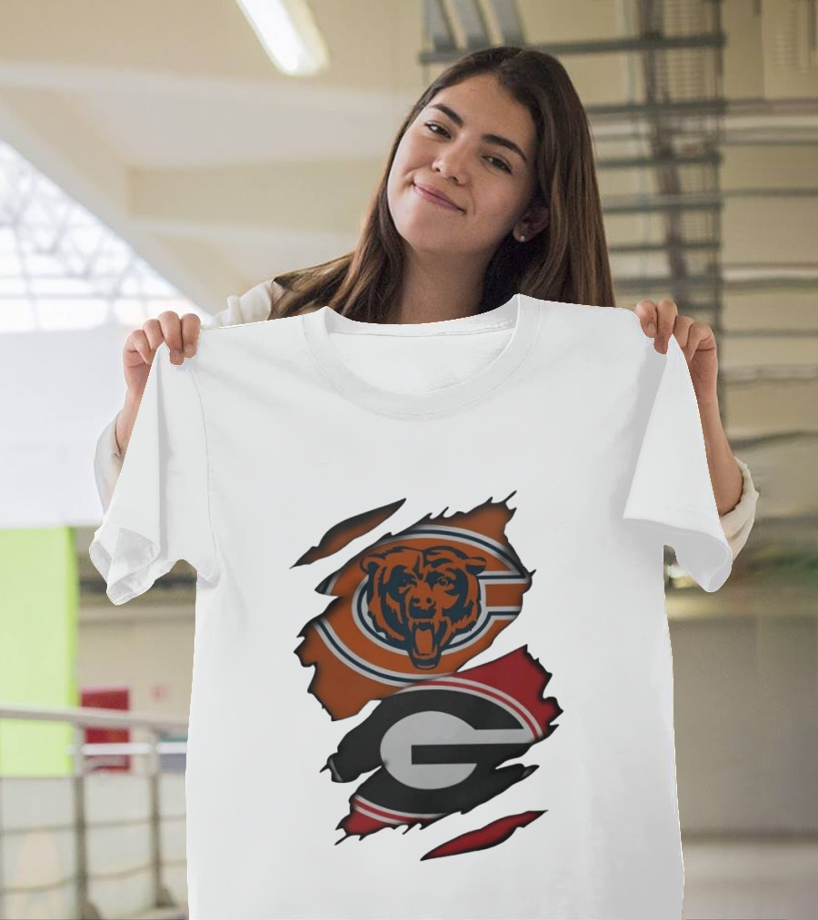 Chicago Bears Georgia Bulldogs Ripped Mesh T-Shirt