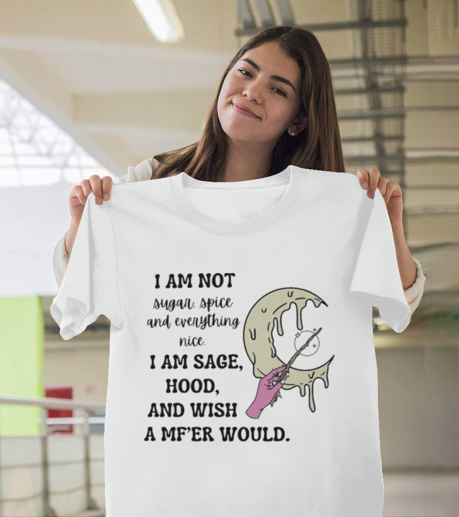 I Am Not Sugar Spice Nice I Am Sage Hood Wish A MF'er Would Crescent Wand T-Shirt