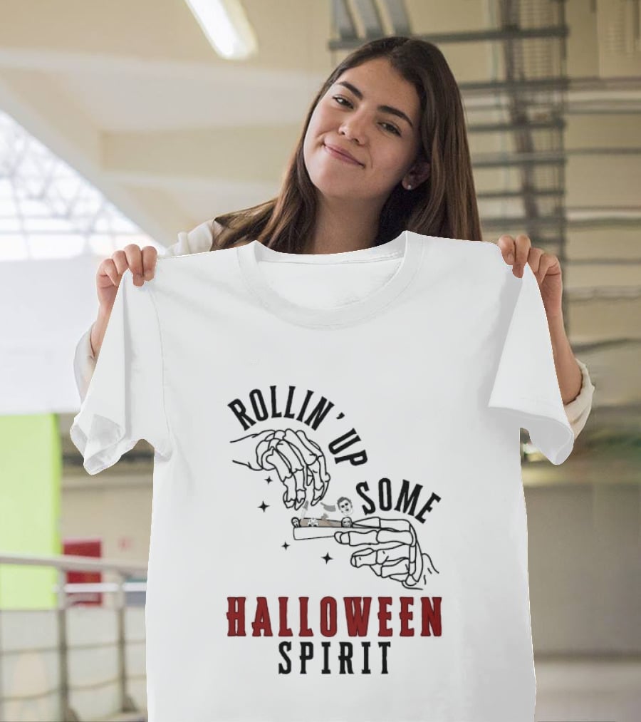 Rollin' Up Some Halloween Spirit Skeleton Hands Spooky Fun T-Shirt