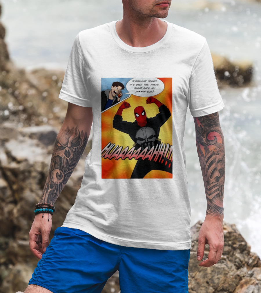 Spider Man And The Punisher Comic Goddammit Frank Huaaahhh Speech Bubble Scene T-Shirt