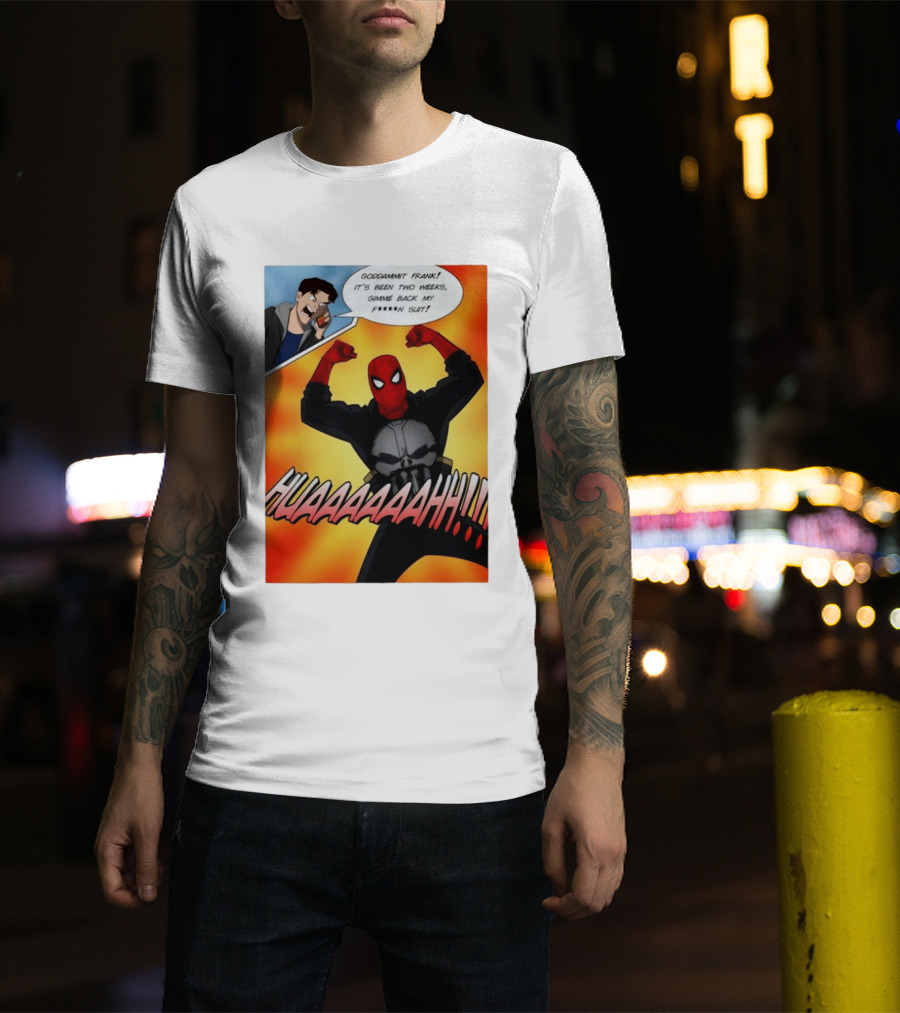 Spider Man And The Punisher Comic Goddammit Frank Huaaahhh Speech Bubble Scene T-Shirt