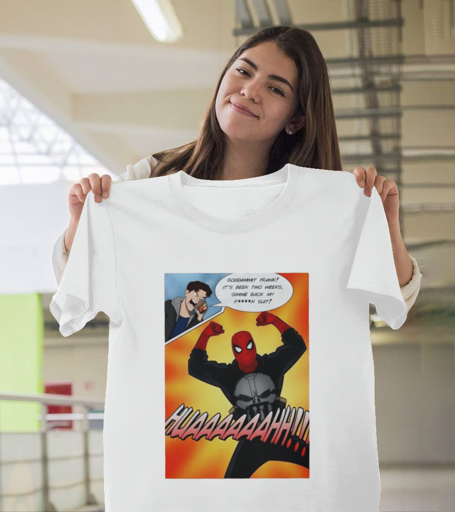 Spider Man And The Punisher Comic Goddammit Frank Huaaahhh Speech Bubble Scene T-Shirt