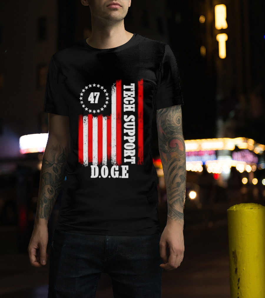 47 D.O.G.E. Tech Support American Flag T-Shirt