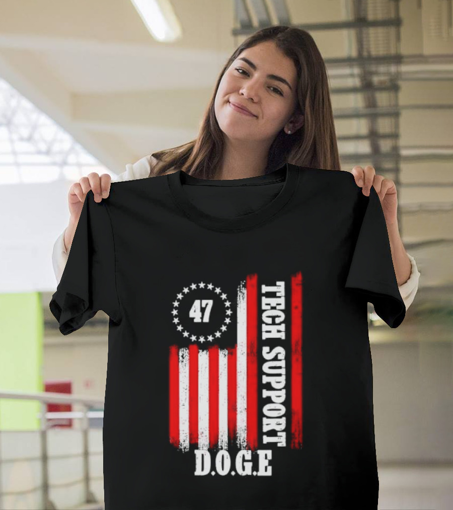47 D.O.G.E. Tech Support American Flag T-Shirt