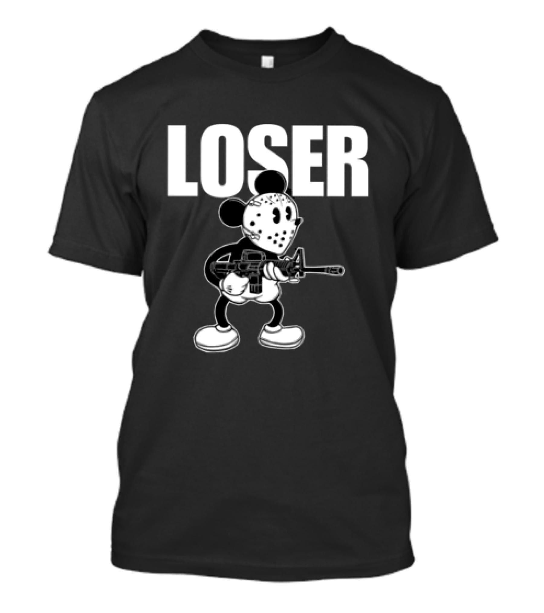 Grimykids Store Loser Masked Cartoon Character With Weapon T-Shirt