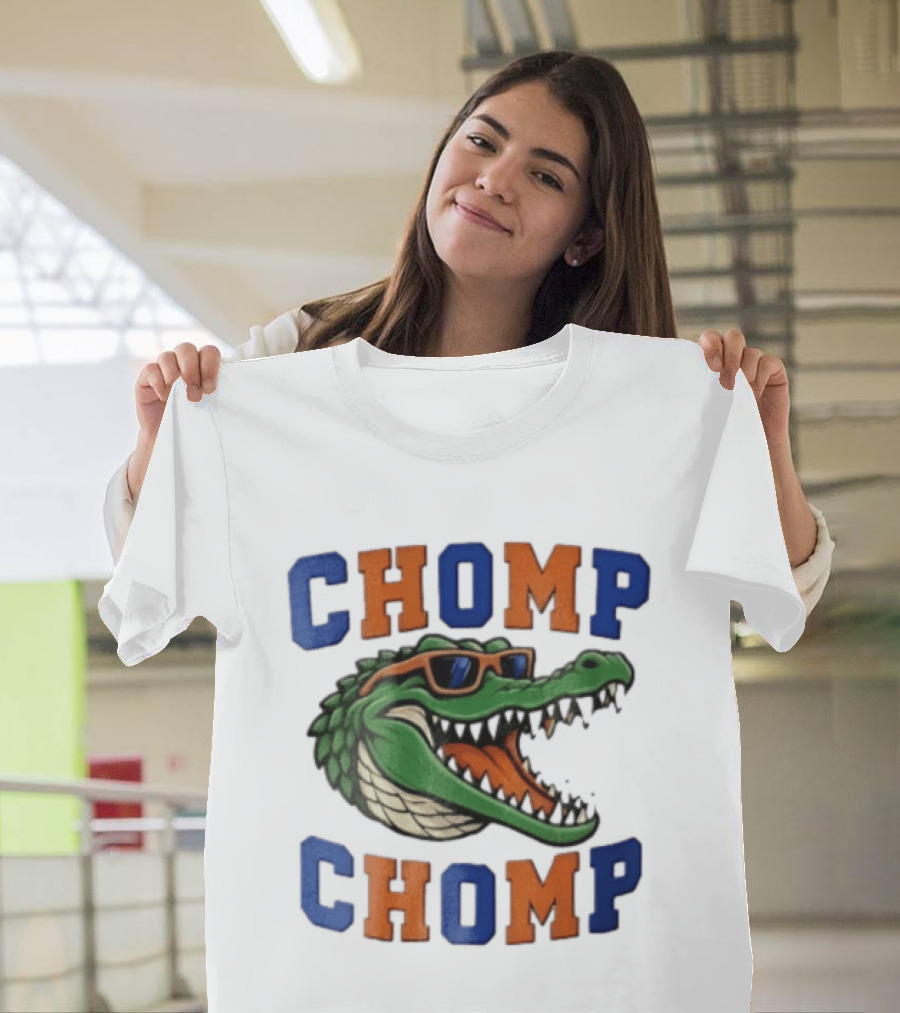 Florida Gators Chomp Chomp Alligator Wearing Sunglasses Cartoon T-Shirt