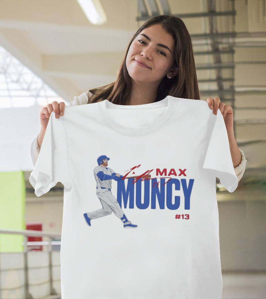 Max Muncy Baseball Player Number 13 Athletic Blue Red T-Shirt