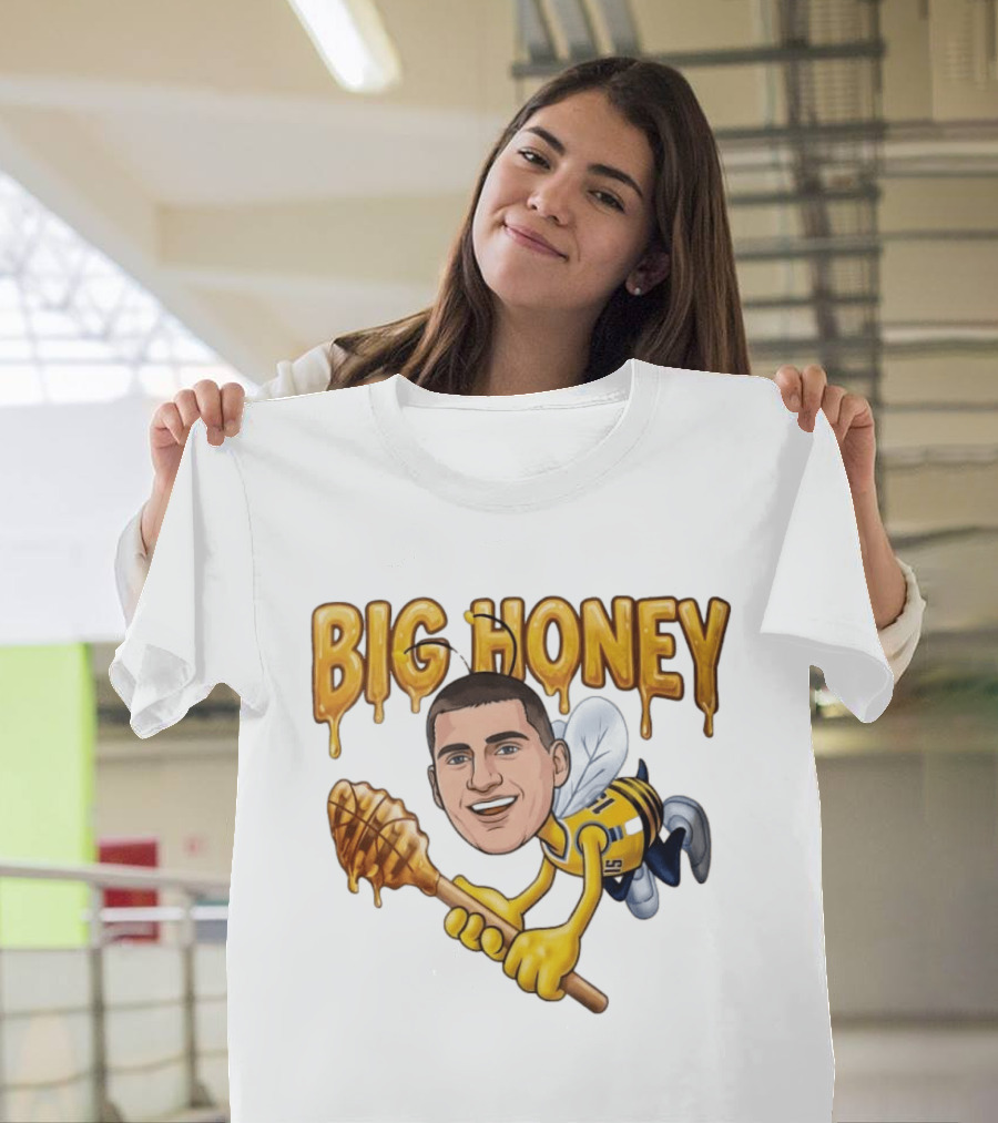 Big Honey 15 Denver Nuggets Nikola Jokic Caricature Drawing Buzzing Basketball Star T-Shirt