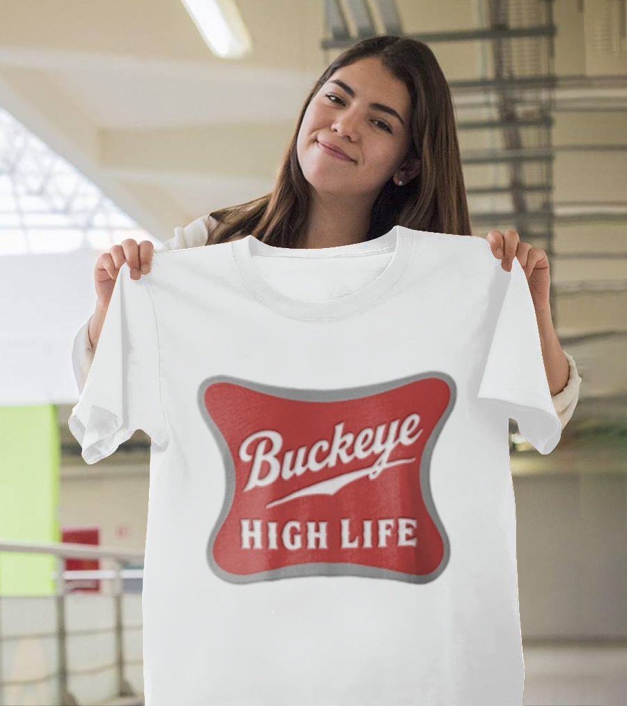 Buckeye High Life Red White Ohio State University T-Shirt