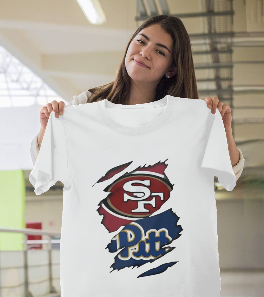 San Francisco 49ers SF Pittsburgh Panthers Pitt Distressed T-Shirt