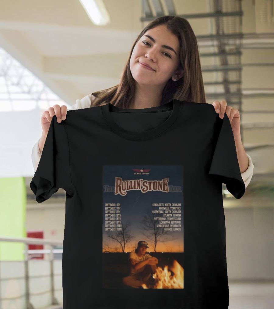 Blake Whiten Rollin' Stone Tour 2025 September Cities Charlotte Nashville Greenville Atlanta Pittsburgh Lexington Minneapolis Chicago T-Shirt