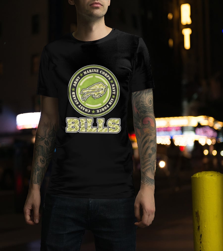 Buffalo Bills Camo Tribute Army Marine Corps Navy Air Force Coast Guard T-Shirt