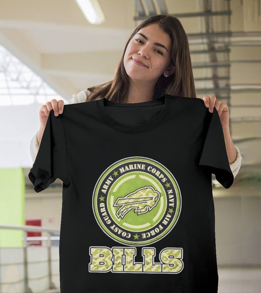 Buffalo Bills Camo Tribute Army Marine Corps Navy Air Force Coast Guard T-Shirt