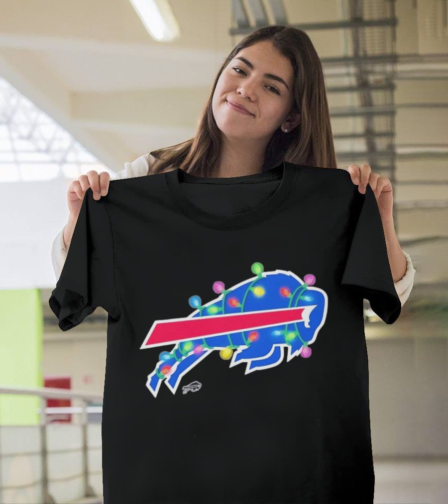 Buffalo Bills Christmas Holiday Lights Football Team Festive Celebration T-Shirt