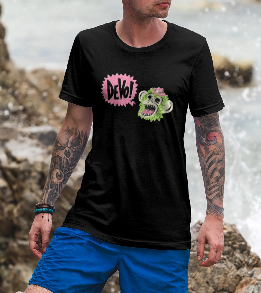 Devo Green Monkey Pink Hat T-Shirt