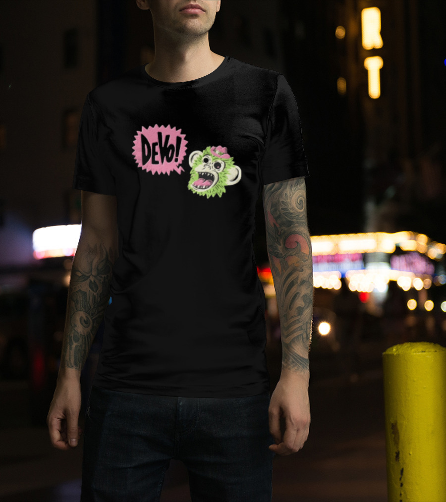 Devo Green Monkey Pink Hat T-Shirt