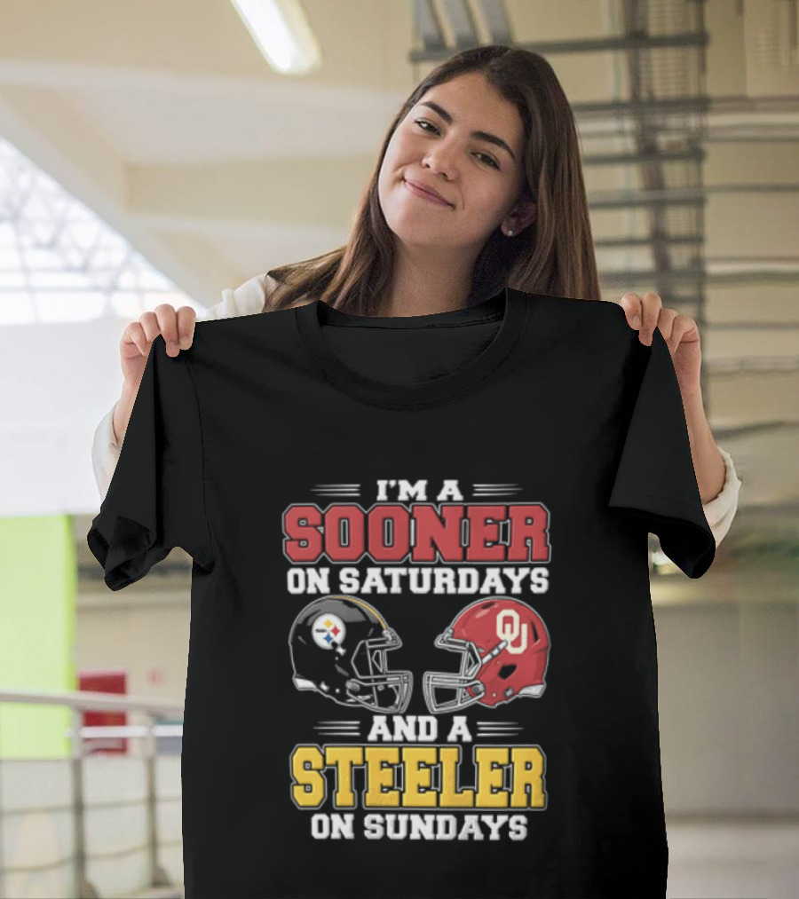 I'm A Sooner On Saturdays And A Steeler On Sundays OU And Pittsburgh Football Fan T-Shirt
