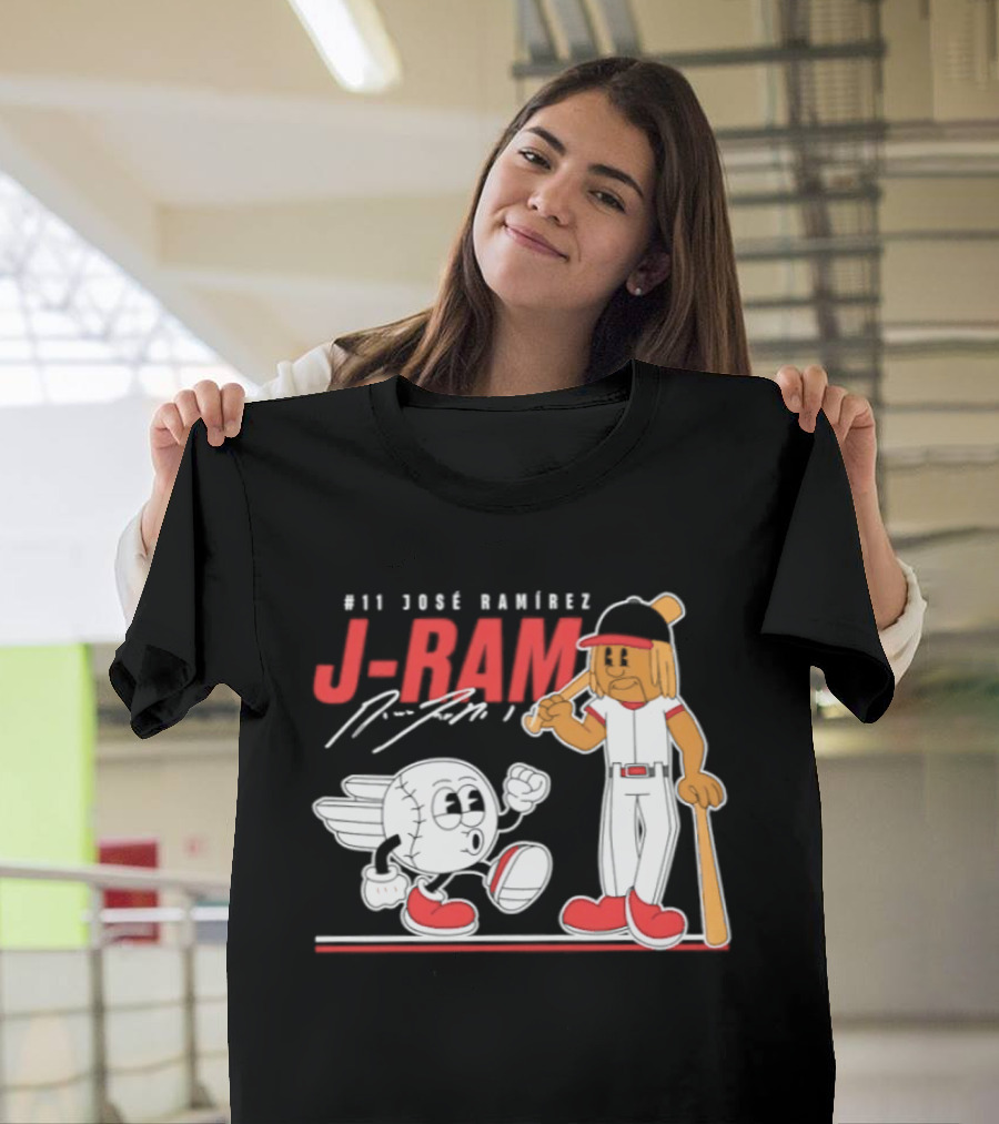 J Ram José Ramírez Number 11 Cleveland Guardians Baseball Cartoon Characters T-Shirt