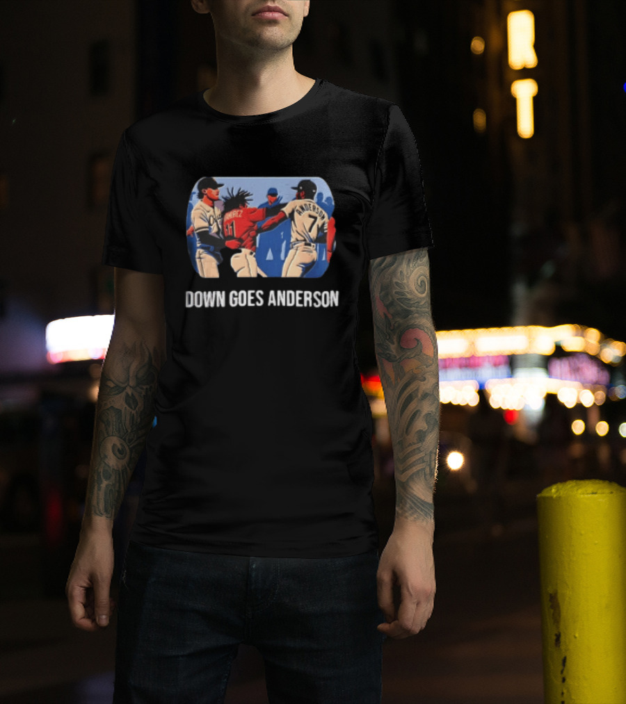 MLB Jose Ramirez Vs Tim Anderson Down Goes Anderson Baseball Fight T-Shirt