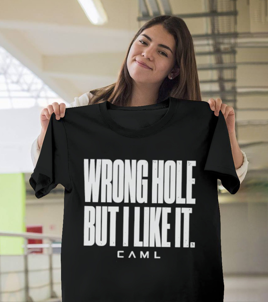 Wrong Hole But I Like It Distressed Sarcastic Saying CAML T-Shirt