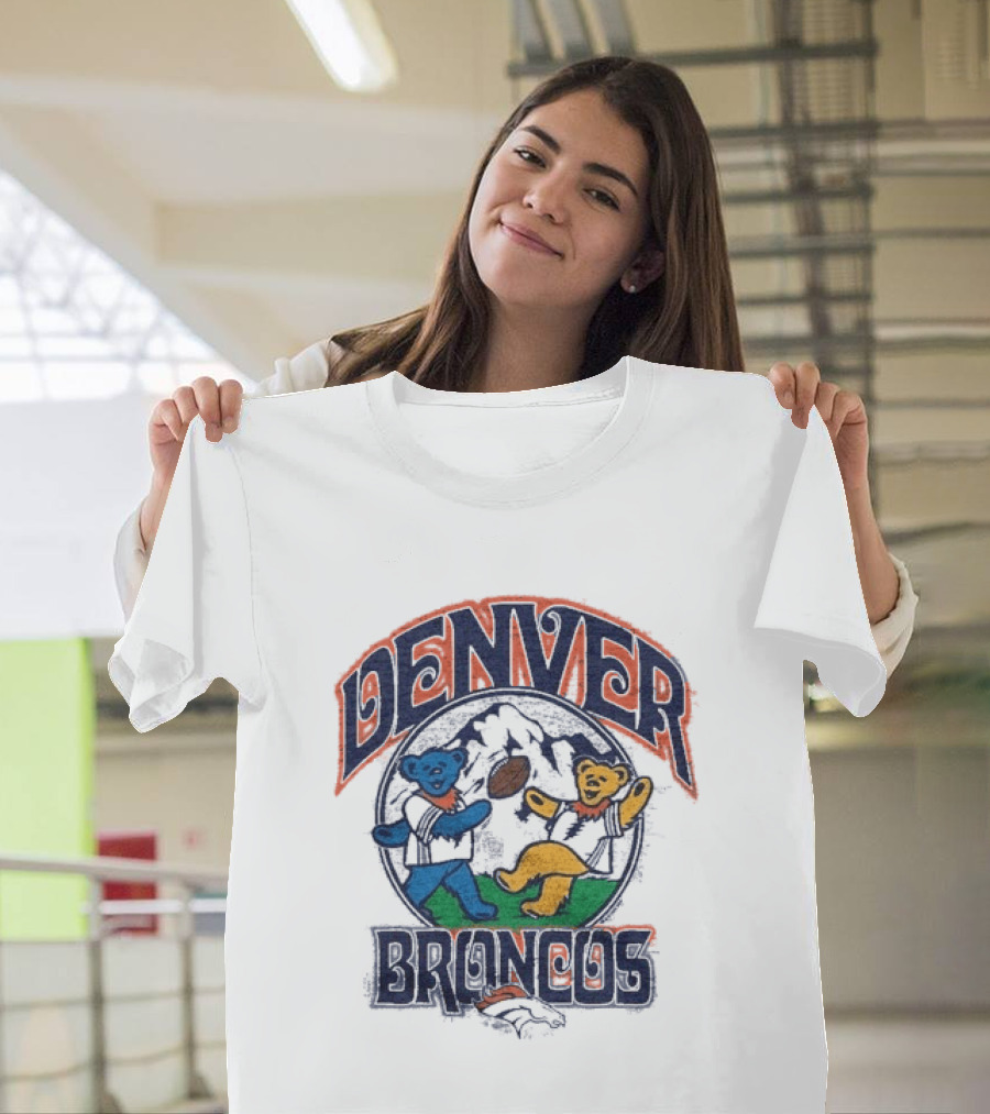 Denver Broncos Grateful Dead Dancing Bears Football T-Shirt