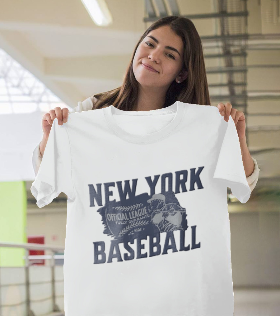 New York Baseball Official League Player Swinging Bat T-Shirt