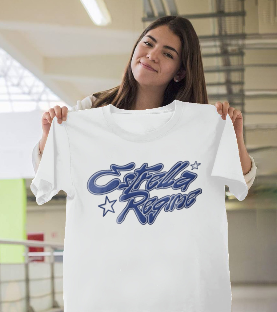 Estrella Regime Blue Cursive Script Star Streetwear Fashion T-Shirt